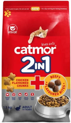 Catmor 2 in 1 Chunks Dry Chicken 1.5 kg Dry Adult Cat Food